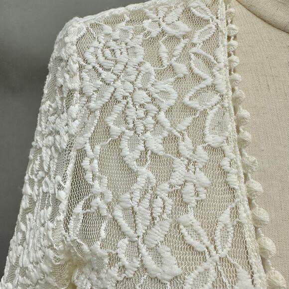 Moto Boho ivory lace midi open front kimono cardigan bell sleeves size Medium - Picture 7 of 13